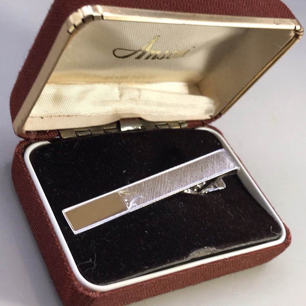 Vintage Anson Silver Filled Etched Tie Clip‎